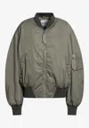 Attico Green Bomber Jacket With Zip Pocket On The Sleeve In Tech Fabric Woman In Green