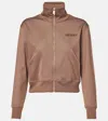 Attico Zip-up Cotton-blend Fleece Sweatshirt In Brown