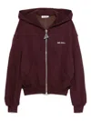 Attico Bordeaux Cropped Sweatshirt With Fixed Hood And Logo Lettering On The Front In Cotton Woman In Burgundy