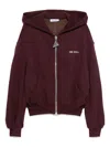Attico Bordeaux Cropped Sweatshirt With Fixed Hood And Logo Lettering On The Front In Cotton Woman