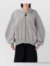 Attico Gray/beige Melange Loose Hoodie With Zip In Gray
