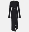 Attico Zip-up Jersey Midi Dress In Black