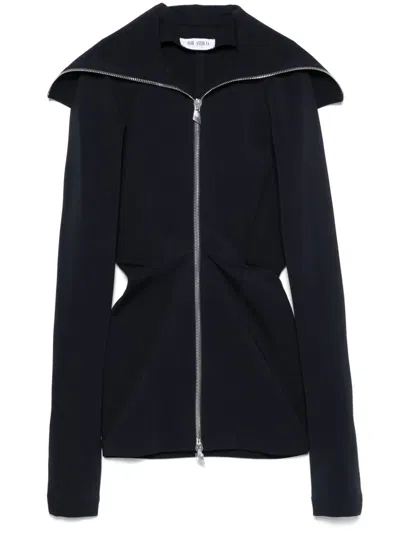 Attico Zip-up Mini Dress In Blue