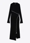 Attico Zip-up Jersey Midi Dress In Black