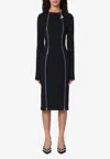 Attico Midi Dress With Double Zipper Detail In Black