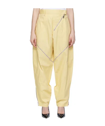 Attico Zipper Casual Pants In Yellow