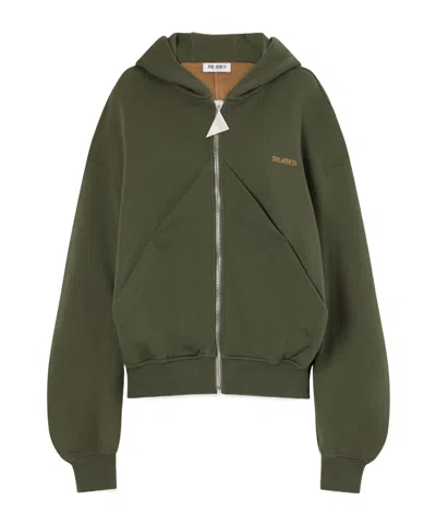 Attico Cotton-jersey Zip-up Hoodie In Green