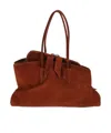 Attico Rectangular Suede Finish Double Handles Shoulder Bag