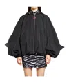 Attico Oversized Black Hooded Bomber Jacket In Black