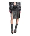 Attico Leather Skirt With Slit Design In Black