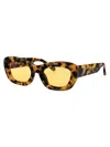 Attico The  Rectangle Frame Sunglasses In T-shell/silver/yellow