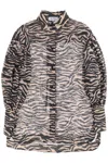Attico Zebra-print Puff-sleeve Oversized Shirt In 棕色的