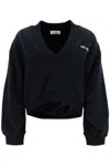 Attico Oversized Logo-embellished Cotton-blend Jersey Sweatshirt In Black