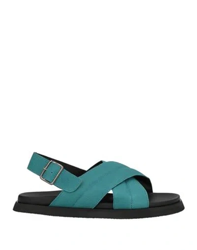 Attimonelli's Man Sandals Deep Teal Size 9 Leather In Green