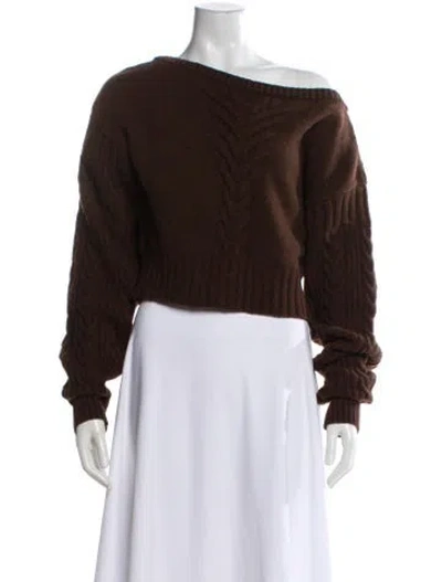 Pre-owned Attire The Studio Wool Bateau Neckline Sweater In Brown