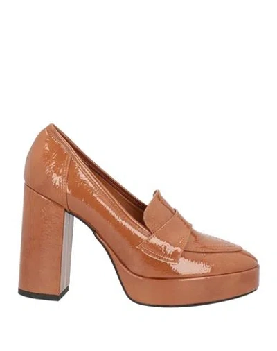 Attisure Woman Loafers Camel Size 8 Textile Fibers In Beige