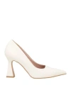 Attisure Woman Pumps Cream Size 7 Textile Fibers In White