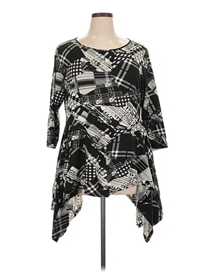 Pre-owned Attitudes By Renee 3/4 Sleeve Blouse In Black