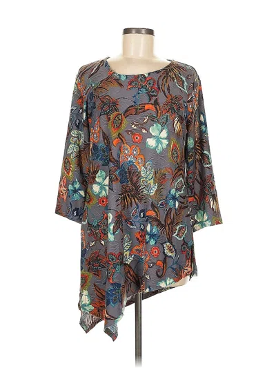 Pre-owned Attitudes By Renee 3/4 Sleeve Blouse In Blue