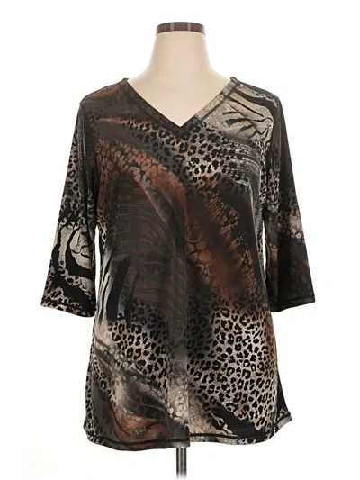 Pre-owned Attitudes By Renee 3/4 Sleeve Blouse In Brown