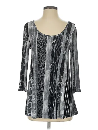Pre-owned Attitudes By Renee 3/4 Sleeve Blouse In Gray
