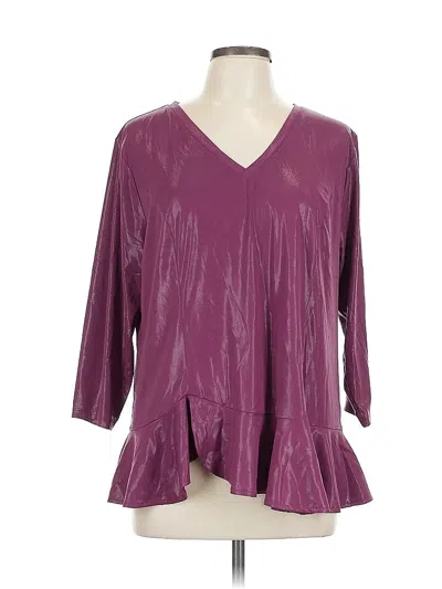 Pre-owned Attitudes By Renee 3/4 Sleeve Blouse In Purple
