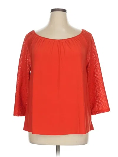 Pre-owned Attitudes By Renee 3/4 Sleeve Blouse In Red