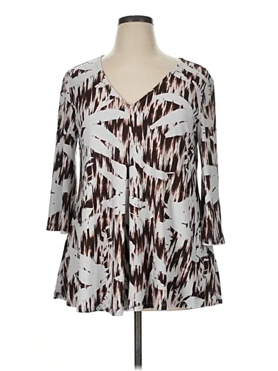 Pre-owned Attitudes By Renee 3/4 Sleeve Blouse In Silver