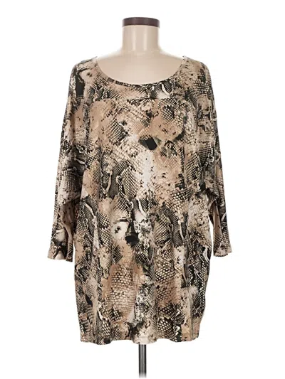 Pre-owned Attitudes By Renee 3/4 Sleeve Blouse In Tan