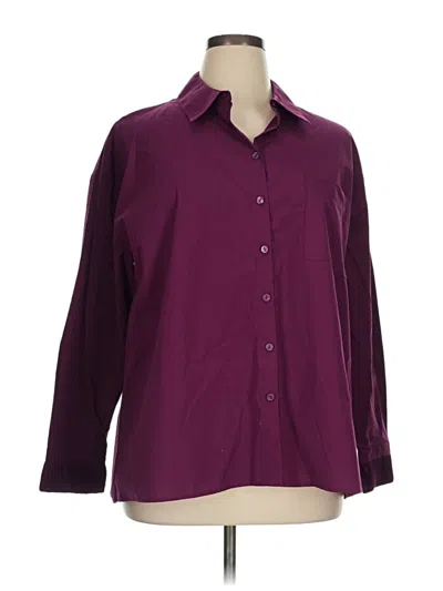 Pre-owned Attitudes By Renee 3/4 Sleeve Button Down Shirt In Burgundy