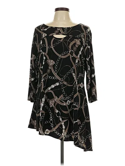 Pre-owned Attitudes By Renee 3/4 Sleeve Top Black Boatneck Tops
