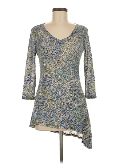 Pre-owned Attitudes By Renee 3/4 Sleeve Top Blue V-neck Tops