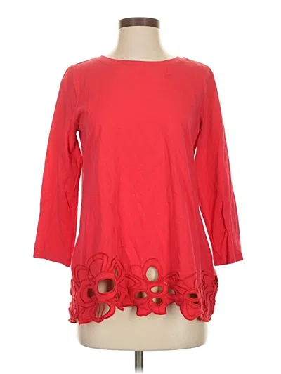 Pre-owned Attitudes By Renee 3/4 Sleeve Top Red Boatneck Tops