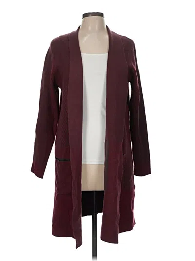 Pre-owned Attitudes By Renee Cardigan Sweater In Burgundy