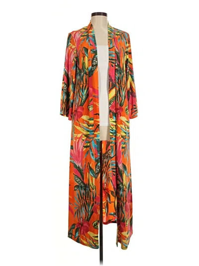 Pre-owned Attitudes By Renee Cardigan Sweater In Orange