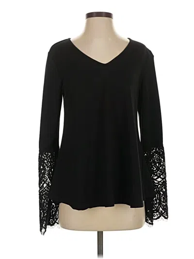 Pre-owned Attitudes By Renee Long Sleeve Blouse In Black