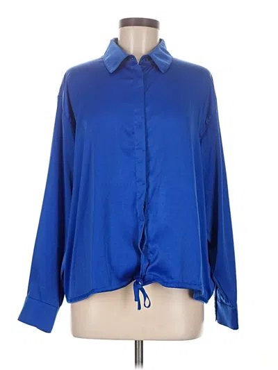 Pre-owned Attitudes By Renee Long Sleeve Blouse In Blue