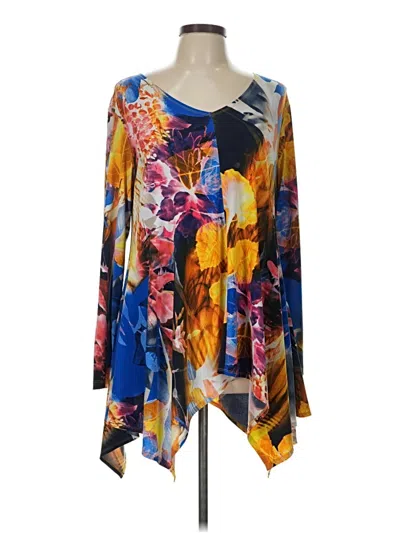 Pre-owned Attitudes By Renee Long Sleeve Blouse In Blue