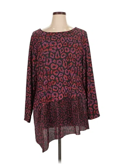 Pre-owned Attitudes By Renee Long Sleeve Blouse In Burgundy
