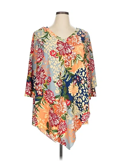 Pre-owned Attitudes By Renee Long Sleeve Blouse In Orange