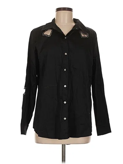Pre-owned Attitudes By Renee Long Sleeve Button Down Shirt In Black