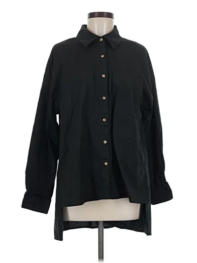 Pre-owned Attitudes By Renee Long Sleeve Button Down Shirt In Black