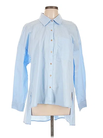 Pre-owned Attitudes By Renee Long Sleeve Button Down Shirt In Blue