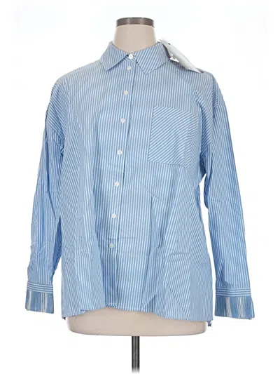 Pre-owned Attitudes By Renee Long Sleeve Button Down Shirt In Blue