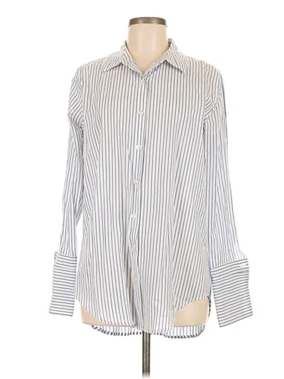 Pre-owned Attitudes By Renee Long Sleeve Button Down Shirt In Silver