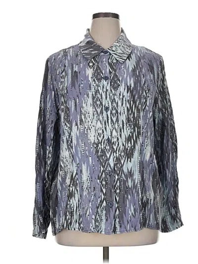 Pre-owned Attitudes By Renee Long Sleeve Button Down Shirt In Silver