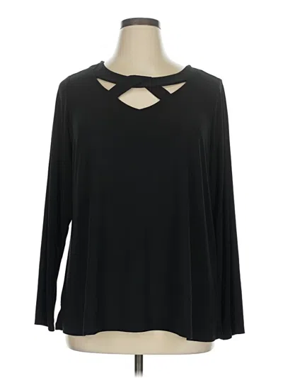 Pre-owned Attitudes By Renee Long Sleeve Top Black Keyhole Neckline Tops