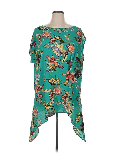 Pre-owned Attitudes By Renee Short Sleeve Blouse In Blue