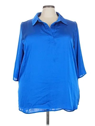 Pre-owned Attitudes By Renee Short Sleeve Polo Shirt In Blue