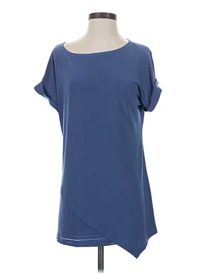 Pre-owned Attitudes By Renee Short Sleeve Top Blue Boatneck Tops
